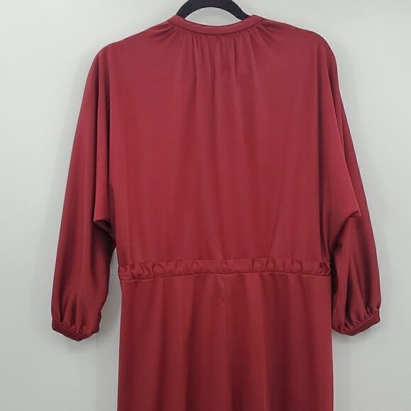 Chipper 70s 80s Long Sleeve Dress Button up Front and Drawstring Waist Vintage - Picture 10 of 16